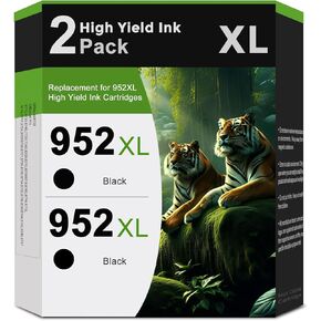 952XL Black Ink Cartridge 2-Pack Replacement for HP Ink 952 XL 952XL to Officejet Pro 7740 8710 8720 Officejet 8702 8210 7720 8715 8730 8740 8216 8725 8700 8200 Printer
