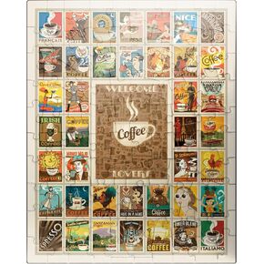 MyPuzzle Coffee Collection: Multi-Image Print, Vintage Poster - Premium 500 Piece Jigsaw Puzzle for Adults