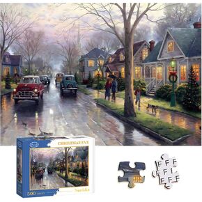 NorthKe 500 Piece Puzzles for Adults of Chrismas Eve, Jigsaw Puzzles 500 Pieces Puzzle Game Letters on Back for Family Challenging Brain Exercise for Game Nights - Finished Puzzle Size 20" x 14.2"