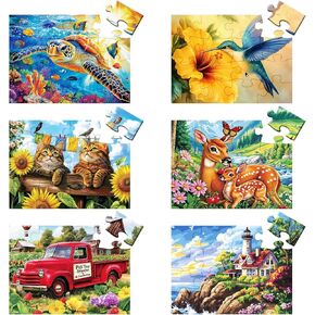 6 Packs 36 Large Piece Puzzle for Seniors - Dementia Puzzles for Elderly Adults,Easy Puzzle Alzheimer’s Memory Cognitive Game Gift for Patient in Nursing Home with 6 Storage Bags