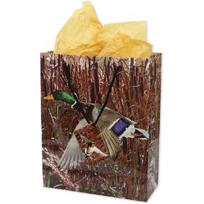 Havercamp Medium High Gloss Duck Gift Bag with Tissue Paper and Gift Tag, Mallard Duck Gifts for Men, Ideal Duck Hunters Gifts