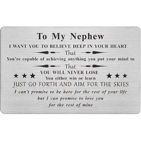 FALOGIJE Nephew Birthday Card Gifts from Aunt Uncle, I Promise to Love You for The Rest of My Life, Nephew Graduation Christmas Gifts - Permanent Engraved Wallet Cards