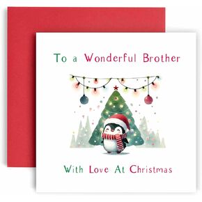 Huxters Festive Christmas Card for Nana – Penguin Watercolour Design – Christmas card for Santa and Xmas Traditions (Nana)