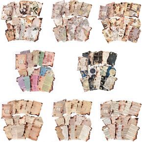 Vintage Paper for Journaling, Maxleaf 240PCS Retro Burnt Fragment Style Old Maps Letters Universe Tickets Scrapbook Paper Packs for Scrapbook Junk Bullet Journals Letter Paper Decoration