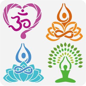 FINGERINSPIRE Sacred Geometry Stencil for Painting 8.3x11.7inch Large Geometric Figures Drawing Template Hollowed Sun Moon Eye Painting Stencil Reusable Religion Theme Template for Home Decoration