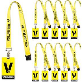 25 Sets Volunteer Lanyard with PVC Pass Card Visitor Badge for Event Fundraising Company Exhibition Guest School Activities