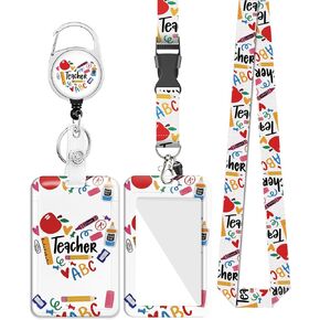 Badge Holder with Lanyard and Retractable Badge Reel Clip Cute Rainbow Vertical ID Protector, Keychain, Teacher ID Badge Holder， Back to School - It's A Good Day to Teach Tiny Humans