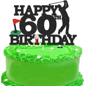 قبعات كعكة الجولف، أغطية كعكة عيد ميلاد سعيد 60، زينة كعكة عيد ميلاد سعيد 60 للجولف وحفلة عيد ميلاد تحت عنوان 60