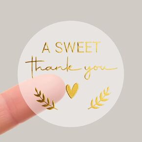 100x A Sweet Thank You Stickers, Thank You Stickers, Party Favor Stickers, Gold Foil Stickers, Sweet Thank You Stickers for Wedding, Baby Shower, Birthday, Anniversary, Wrapping Stickers