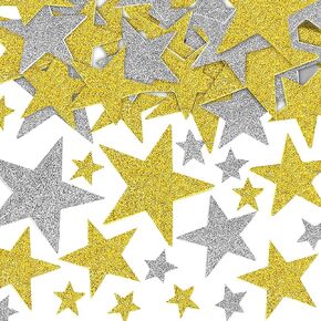 300 Pcs Glitter Foam Stars Stickers Self Adhesive Star Stickers Christmas Foam Star Shapes Star Shape Wall Stickers Arts and Craft Supplies for Kids in Saudi Arabia