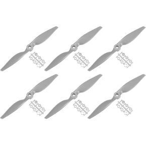 MECCANIXITY 6Pcs 10x5 Inch Propeller RC Propellers 2-Vane Blades Props Gray with Adapter Rings for RC Airplane Aircraft Prop Replacement