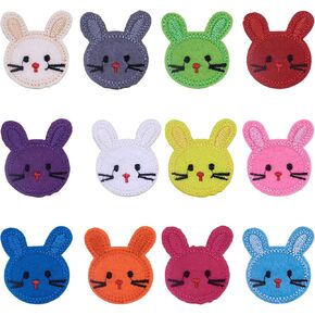 Craftdady 120pcs Rabbit Bunny Iron on Patches 12 Colors Embroidered Sew Applique Repair Patches for Jacket Pants Clothes Hats DIY Crafts Decors