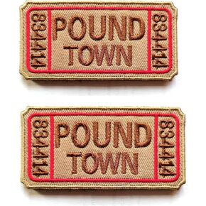 2 Packs Ticket to Pound Town Embroidered Tactical Funny Hook & Loop Moral Emblem Applique Patches