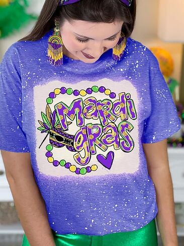 YZMI Mardi Gras Shirt Womens Carnival Tshirts New Orleans Parade Custume Tops in Kuwait