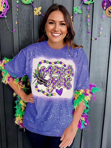 YZMI Mardi Gras Shirt Womens Carnival Tshirts New Orleans Parade Custume Tops in Kuwait