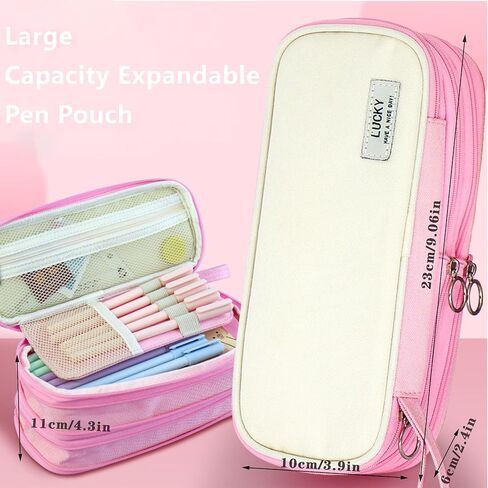 Large Capacity Student Pencil Case Set with Calculator, 12 Color Highlighters, 5 Black Gel Pens, 10 Refills - Durable Canvas with Double Zipper, Multicolor Options (Water Blue) in Saudi Arabia