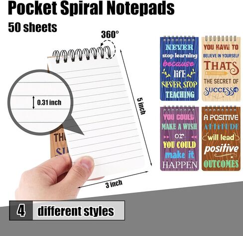 4PCS Pocket Notebooks, 3x5in Small Spiral Notepads with Lined Pages Mini Spiral Notebook Inspiring Notebooks for School Office Home Gifts in Saudi Arabia