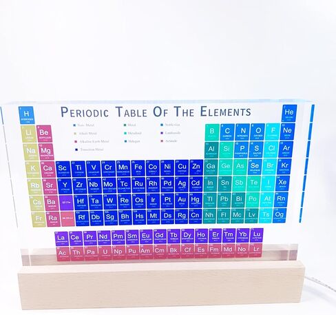 Color 3D Periodic Table of Elements Frame with Light Base, Acrylic Periodic Table Display with 118 Kinds of Elements Printing, Periodic Table for Students to Learn Chemistry (5.9x4.5x0.7 inch) in Saudi Arabia