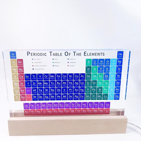 Color 3D Periodic Table of Elements Frame with Light Base, Acrylic Periodic Table Display with 118 Kinds of Elements Printing, Periodic Table for Students to Learn Chemistry (5.9x4.5x0.7 inch) in Saudi Arabia