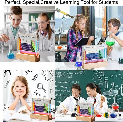 Color 3D Periodic Table of Elements Frame with Light Base, Acrylic Periodic Table Display with 118 Kinds of Elements Printing, Periodic Table for Students to Learn Chemistry (5.9x4.5x0.7 inch) in Saudi Arabia