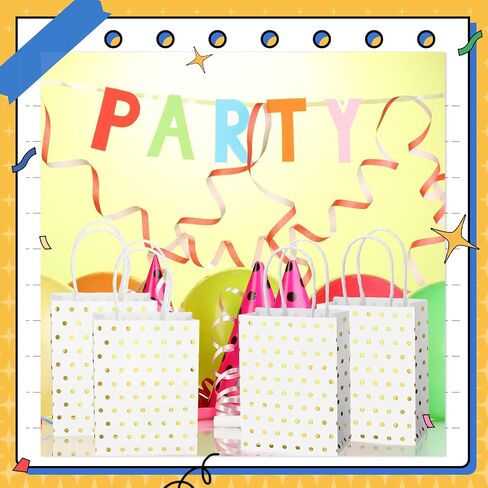24 Pcs Small Size Gold Dot Gifts Bags Mini Gift Bag Small Gift Bags with Handles Paper Gift Wrap Bags for Nurse Christmas Halloween Teacher Party Favors Wedding Party (5.9 x 4.3 x 2.4 Inch,white) in Saudi Arabia