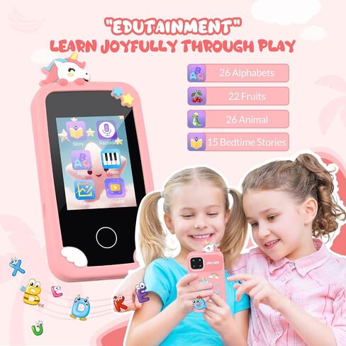 Mafiti Kids Smart Phone Toy for Girls,Kids Phone with 2.8" Touchscreen,Toddler Learning Play Toy Phone with Dual Lens,1000mAh Battery,Birthday Xmas Gift for 3-10 Year Old Girls,Unicorn Phone,Pink in Saudi Arabia