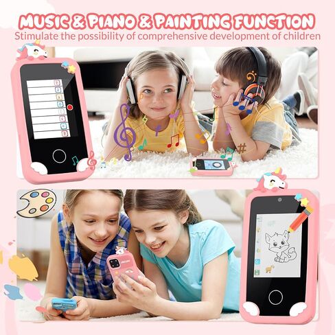 Mafiti Kids Smart Phone Toy for Girls,Kids Phone with 2.8" Touchscreen,Toddler Learning Play Toy Phone with Dual Lens,1000mAh Battery,Birthday Xmas Gift for 3-10 Year Old Girls,Unicorn Phone,Pink in Saudi Arabia