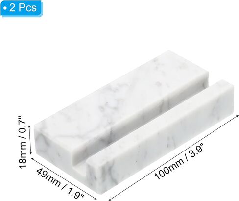 PATIKIL Business Card Holder for Desk, 2 Pack Marble Business Card Holders Stone Card Stand Organizer Cards Display for Office Exhibition, White in Saudi Arabia