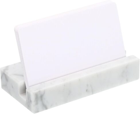PATIKIL Business Card Holder for Desk, 2 Pack Marble Business Card Holders Stone Card Stand Organizer Cards Display for Office Exhibition, White in Saudi Arabia