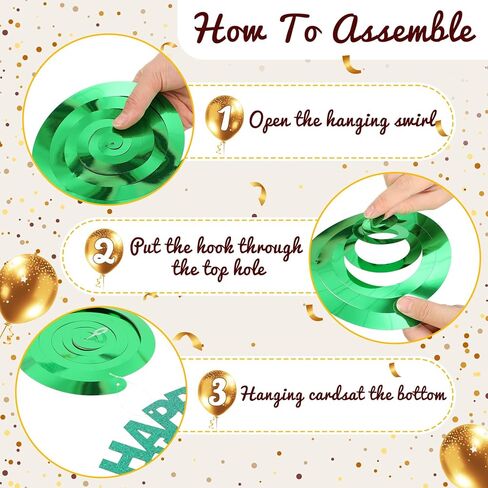 TaoBary 17 Pcs Happy New Year Banner and Hanging Swirl Streamer Glitter 2025 New Years Eve Party Supplies Colorful New Years Decorations for Ceiling Wall Backdrop Holiday Celebration Party Decor in Saudi Arabia