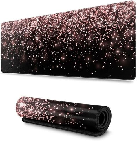 لوحة ماوس ألعاب لامعة باللون الذهبي الوردي، وسادة مكتب كبيرة سوداء غير قابلة للانزلاق مع حواف مخيطة in Kuwait