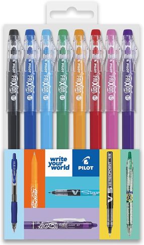 Pilot FriXion Ball Stick 07-0.7mm Nib Tip - Erasable Gel Ink Pens - In Wallet Packaging (Essential Wallet of 8) in Saudi Arabia