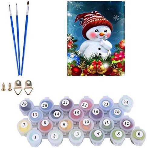 ACENGXI طلاء عيد الميلاد بالأرقام طلاء عيد الميلاد بالأرقام عيد ميلاد سعيد DIY قماش الطلاء بواسطة أرقام رجل ثلج أكريليك اللوحة ديكور المنزل عيد الميلاد ثلج الطلاء بالأرقام للبالغين والأطفال 16 × 20 بوصة in Kuwait