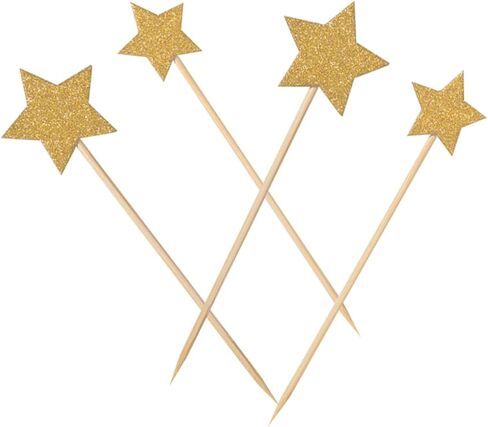 36Pcs Gold Glitter Star Cake Topper Birthday Cake Toppers for Showers and Party Decorations for Happy Birthday Celebrations in Saudi Arabia
