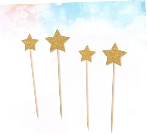 36Pcs Gold Glitter Star Cake Topper Birthday Cake Toppers for Showers and Party Decorations for Happy Birthday Celebrations in Saudi Arabia