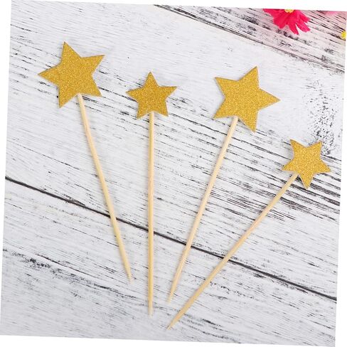 36Pcs Gold Glitter Star Cake Topper Birthday Cake Toppers for Showers and Party Decorations for Happy Birthday Celebrations in Saudi Arabia