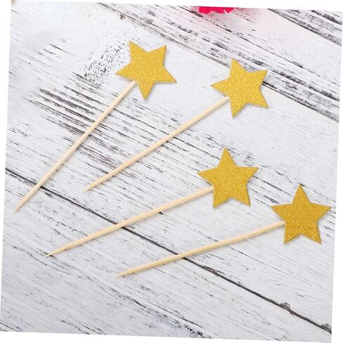 36Pcs Gold Glitter Star Cake Topper Birthday Cake Toppers for Showers and Party Decorations for Happy Birthday Celebrations in Saudi Arabia