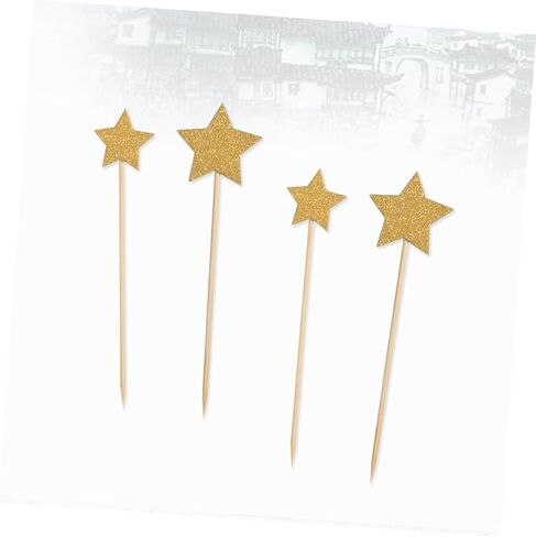 36Pcs Gold Glitter Star Cake Topper Birthday Cake Toppers for Showers and Party Decorations for Happy Birthday Celebrations in Saudi Arabia