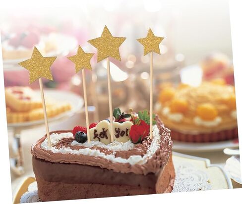 36Pcs Gold Glitter Star Cake Topper Birthday Cake Toppers for Showers and Party Decorations for Happy Birthday Celebrations in Saudi Arabia