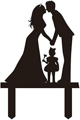 Wedding Anniverary Family Cake Topper Cake Decoration Couple Bride Groom with a Girl (One Girl (Black)) in Saudi Arabia