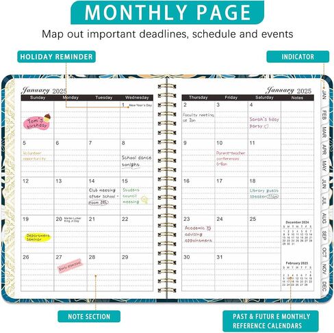 2025 Planner – Weekly and Monthly Planner 2025, from JAN 2025 to DEC 2025, 6.4" x 8.5" with Tabs, Flexible Hardcover, Thick Paper, Strong Twin-Wire Binding, Back Pocket, Inspirational Quotes ＆ Notes (D) in Saudi Arabia