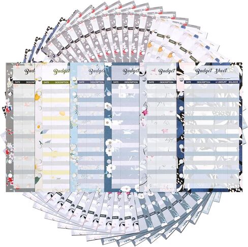 Toplive 60 Sheets A6 Budget Sheets, 6 Rings Binder Expense Sheets Money Tracker Budget Inserts for Cash Envelope Planner Wallet Budgeting Organizer, Flower in Saudi Arabia