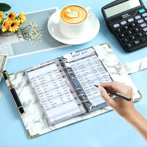 Toplive 60 Sheets A6 Budget Sheets, 6 Rings Binder Expense Sheets Money Tracker Budget Inserts for Cash Envelope Planner Wallet Budgeting Organizer, Flower in Saudi Arabia