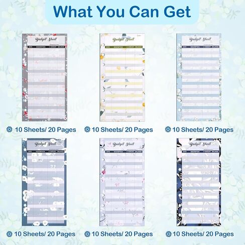 Toplive 60 Sheets A6 Budget Sheets, 6 Rings Binder Expense Sheets Money Tracker Budget Inserts for Cash Envelope Planner Wallet Budgeting Organizer, Flower in Saudi Arabia