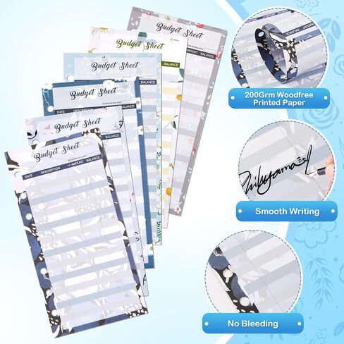 Toplive 60 Sheets A6 Budget Sheets, 6 Rings Binder Expense Sheets Money Tracker Budget Inserts for Cash Envelope Planner Wallet Budgeting Organizer, Flower in Saudi Arabia