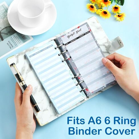 Toplive 60 Sheets A6 Budget Sheets, 6 Rings Binder Expense Sheets Money Tracker Budget Inserts for Cash Envelope Planner Wallet Budgeting Organizer, Flower in Saudi Arabia
