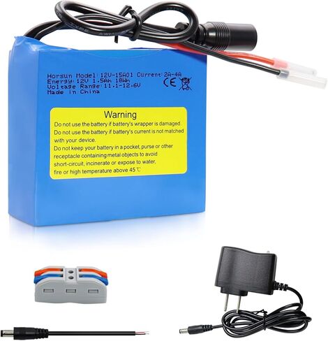 12V 1500mAh Rechargeable Li-ion Battery, Bare Leads Wire Replacement Battery Pack with 12V Charger for 12V Devices RC Car, Boat, Robot, DIY, LED Light Strip, CCTV Camera in Saudi Arabia
