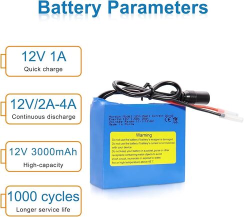 12V 1500mAh Rechargeable Li-ion Battery, Bare Leads Wire Replacement Battery Pack with 12V Charger for 12V Devices RC Car, Boat, Robot, DIY, LED Light Strip, CCTV Camera in Saudi Arabia