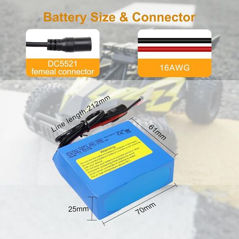 12V 1500mAh Rechargeable Li-ion Battery, Bare Leads Wire Replacement Battery Pack with 12V Charger for 12V Devices RC Car, Boat, Robot, DIY, LED Light Strip, CCTV Camera in Saudi Arabia