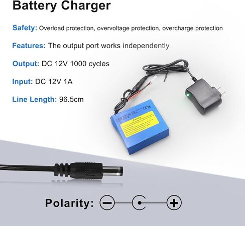 12V 1500mAh Rechargeable Li-ion Battery, Bare Leads Wire Replacement Battery Pack with 12V Charger for 12V Devices RC Car, Boat, Robot, DIY, LED Light Strip, CCTV Camera in Saudi Arabia